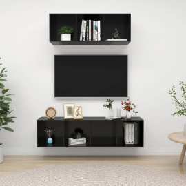vidaXL 2-dielna súprava TV skriniek vysokolesklá čierna drevotrieska
