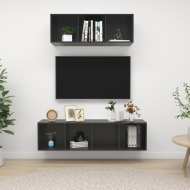 vidaXL 2-dielna súprava TV skriniek vysokolesklá sivá drevotrieska - cena, srovnání