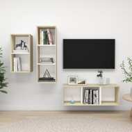vidaXL 3-dielna súprava TV skriniek biela a dub sonoma drevotrieska - cena, srovnání