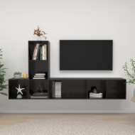 vidaXL 3-dielna súprava TV skriniek vysokolesklá čierna drevotrieska - cena, srovnání