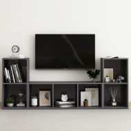 vidaXL 3-dielna súprava TV skriniek vysokolesklá sivá drevotrieska - cena, srovnání