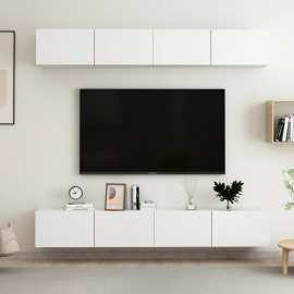 vidaXL 4-dielna súprava TV skriniek biela 100x30x30 cm drevotrieska