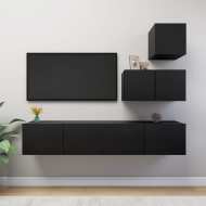 vidaXL 4-dielna súprava TV skriniek čierna drevotrieska - cena, srovnání