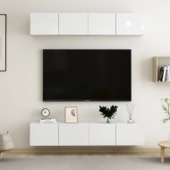 vidaXL 4-dielna súprava TV skriniek lesklá biela 80x30x30 cm drevotrieska - cena, srovnání