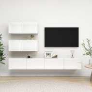 vidaXL 4-dielna súprava TV skriniek lesklá biela drevotrieska - cena, srovnání