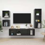 vidaXL 4-dielna súprava TV skriniek lesklá sivá drevotrieska - cena, srovnání