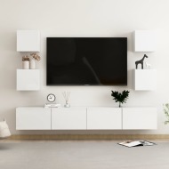 vidaXL 6-dielna súprava TV skriniek lesklá biela drevotrieska - cena, srovnání