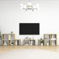 vidaXL 8-dielna súprava TV skriniek biela a dub sonoma drevotrieska - cena, srovnání