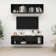 vidaXL Nástenné TV skrinky 2 ks vysokolesklé čierne drevotrieska - cena, srovnání