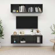 vidaXL Nástenné TV skrinky 2 ks vysokolesklé sivé drevotrieska - cena, srovnání