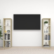 vidaXL TV skrinky 2ks biele a dub sonoma 142,5x35x36,5 cm drevotrieska - cena, srovnání