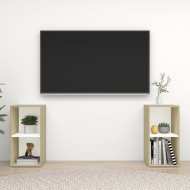 vidaXL TV skrinky 2 ks biele a dub sonoma 72x35x36,5 cm drevotrieska - cena, srovnání