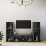 vidaXL TV skrinky 3 ks lesklé sivé 107x35x37 cm drevotrieska - cena, srovnání