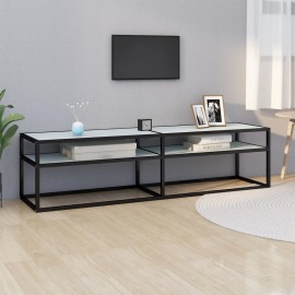 vidaXL TV stolík biely mramorový 160x40x40,5 cm tvrdené sklo