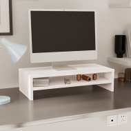 vidaXL Stojan na monitor biely 50x24x13 cm masívna borovica - cena, srovnání