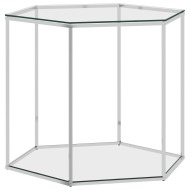 vidaXL Konferenčný stolík strieborný 60x53x50 cm nerezová oceľ a sklo - cena, srovnání