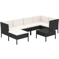 Shumee  7-dielna záhradná sedacia súprava s poduškami polyratan čierna, 3094408 - cena, srovnání