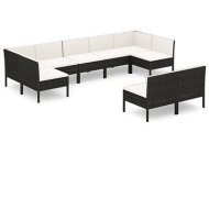 Shumee  9-dielna záhradná sedacia súprava s poduškami polyratan čierna, 3094604 - cena, srovnání