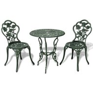 Shumee  Súprava záhradného nábytku BISTRO 1 stôl + 2 stoličky, liaty hliník, zelená 42164