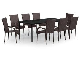 Shumee  9-dielny záhradný jedálenský set hnedo-čierny, 3099388