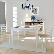 Shumee  Jedálenské stoličky 2 ks biele masívne kaučukovníkové drevo a zamat (242030) - cena, srovnání