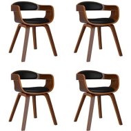 Shumee  Jedálenské stoličky 4 ks čierne ohýbané drevo a umelá koža, 3092383 - cena, srovnání