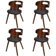 Shumee  Jedálenské stoličky 4 ks hnedé ohýbané drevo a umelá koža (270041) - cena, srovnání