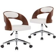 Shumee  Otočné jedálenské stoličky, 2 ks, biele ohýbané drevo a umelá koža (3054911) - cena, srovnání