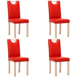 Shumee  Jedálenská stolička 4 ks červená umelá koža, 336766