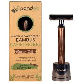 Pandoo Bambusový holiaci strojček tenká rukoväť + žiletky 10ks