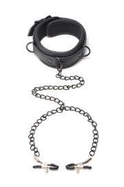 Master Series Collared Temptress Collar with Nipple Clamps