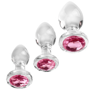 Adam & Eve Pink Gem Glass Plug Set - cena, srovnání