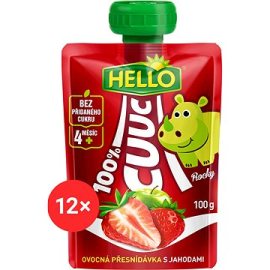 Hello CUUC 100% ovocná kapsička s jahodami 12x100g