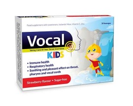 Sirowa VOCAL Kids pastilky s jahodovou príchuťou 24ks