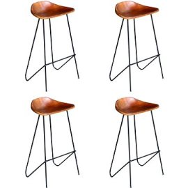 Shumee Barové stoličky 4 ks hnedé pravá koža 276363
