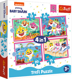 Trefl Puzzle 4v1 - Žraločia rodina / Viacom Baby Shark