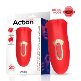 Action Ember Licking and Vibrating Mouth Shape Massager
