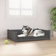 vidaXL Psia posteľ sivá 105,5x75,5x28 cm borovicový masív - cena, srovnání