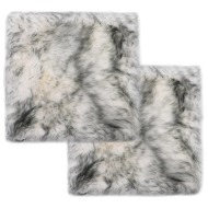 vidaXL Podsedáky na stoličky 2 ks sivo-biele 40 x 40 cm pravá ovčia kožušina - cena, srovnání