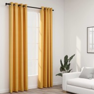 vidaXL Zatemňovacie závesy, ľanový vzhľad, krúžky 2 ks, žlté 140x225cm - cena, srovnání