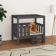 vidaXL Posteľ pre psa sivý 75,5x63,5x70 cm borovicový masív - cena, srovnání