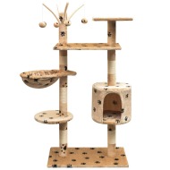 vidaXL Škrabadlo pre mačky so sisalovými stĺpikmi, 125 cm, béžové s potlačou labiek - cena, srovnání