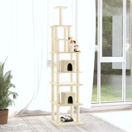 vidaXL Škrabadlo pre mačky so sisalovými stĺpikmi krémové 216 cm