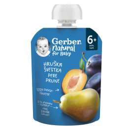 Gerber Natural kapsička hruška a slivka 90g