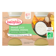 Babybio Brassé z kokosového mlieka mango ananás 2x130g - cena, srovnání