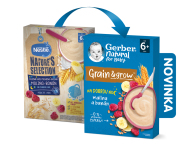 Gerber Natural mliečna kaša pšenično ovsená malina a banán 220g - cena, srovnání