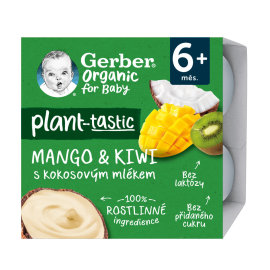 Gerber Organic 100% Dezert rastlinný mango a kiwi s kokosovým mliekom 4x90g