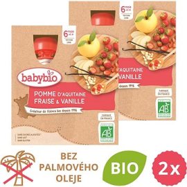 Babybio Jablko, jahoda a vanilka 2x 4x90g