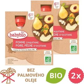 Babybio jablko, hruška a broskyňa 2x 4x90g