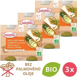 Babybio Hrášok, paštrnák, cuketa a teľacie mäso 3x(2x200g)